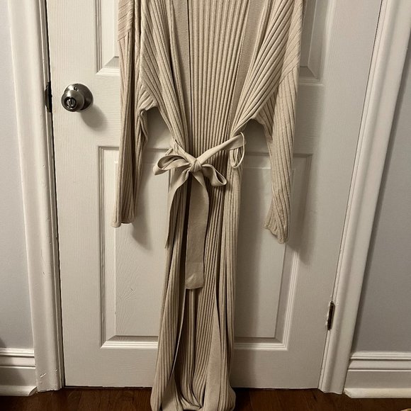 Long Knit Cardigan with Belt - Picture 1 of 4